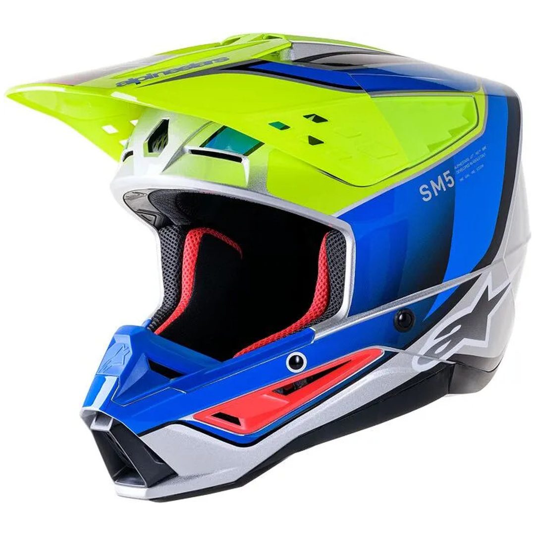 Crosshjälm Supertech M5 Svart/Blå/Fluorescerande Gul/Grå ALPINESTARS XXL