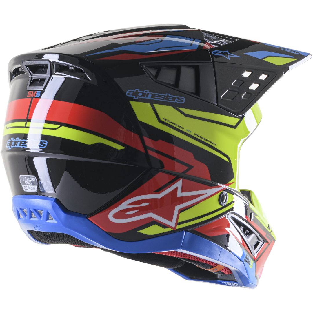 Crosshjälm Supertech M5 Svart/Blå/Röd/Gul ALPINESTARS Small – bild 5