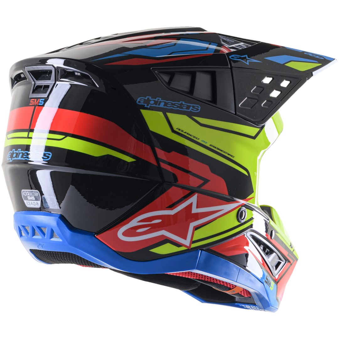 Crosshjälm Supertech M5 Svart/Blå/Röd/Gul ALPINESTARS Small – bild 3