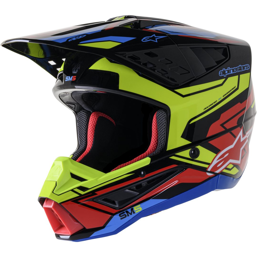 Crosshjälm Supertech M5 Svart/Blå/Röd/Gul ALPINESTARS Small