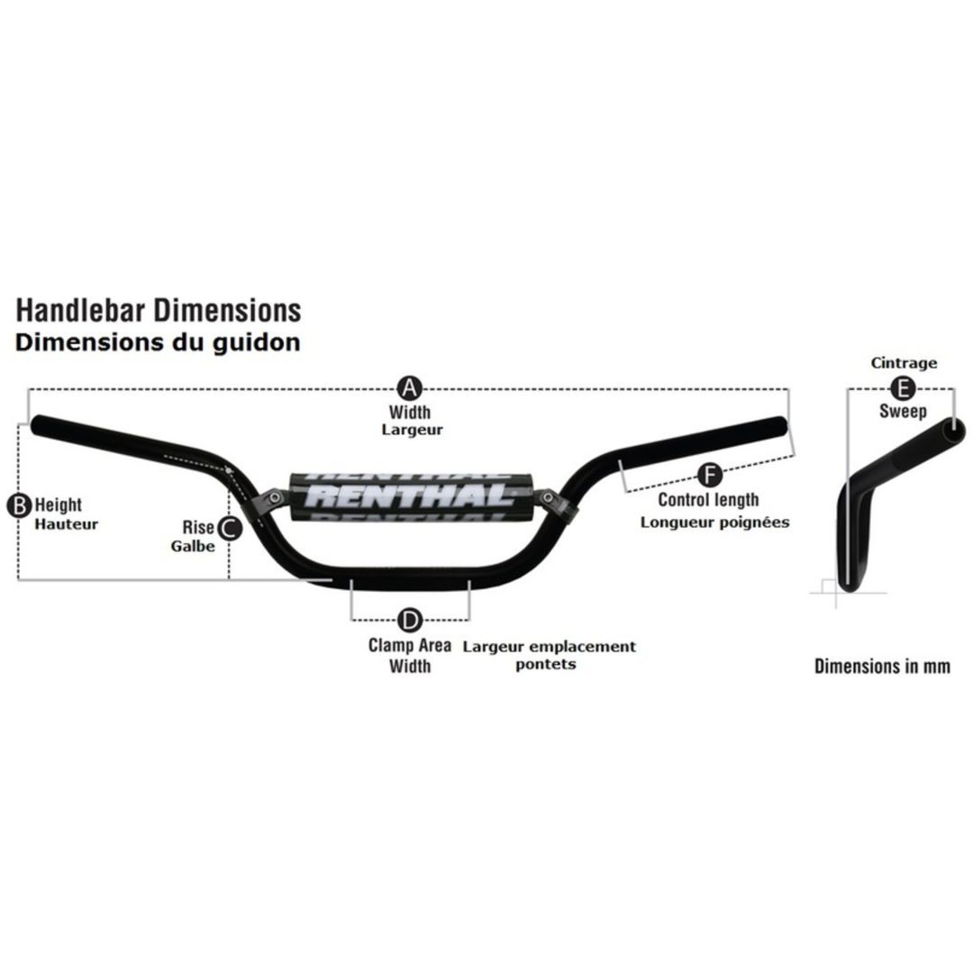 Crossstyre Fatbar 745 Svart Aluminium RENTHAL – bild 2