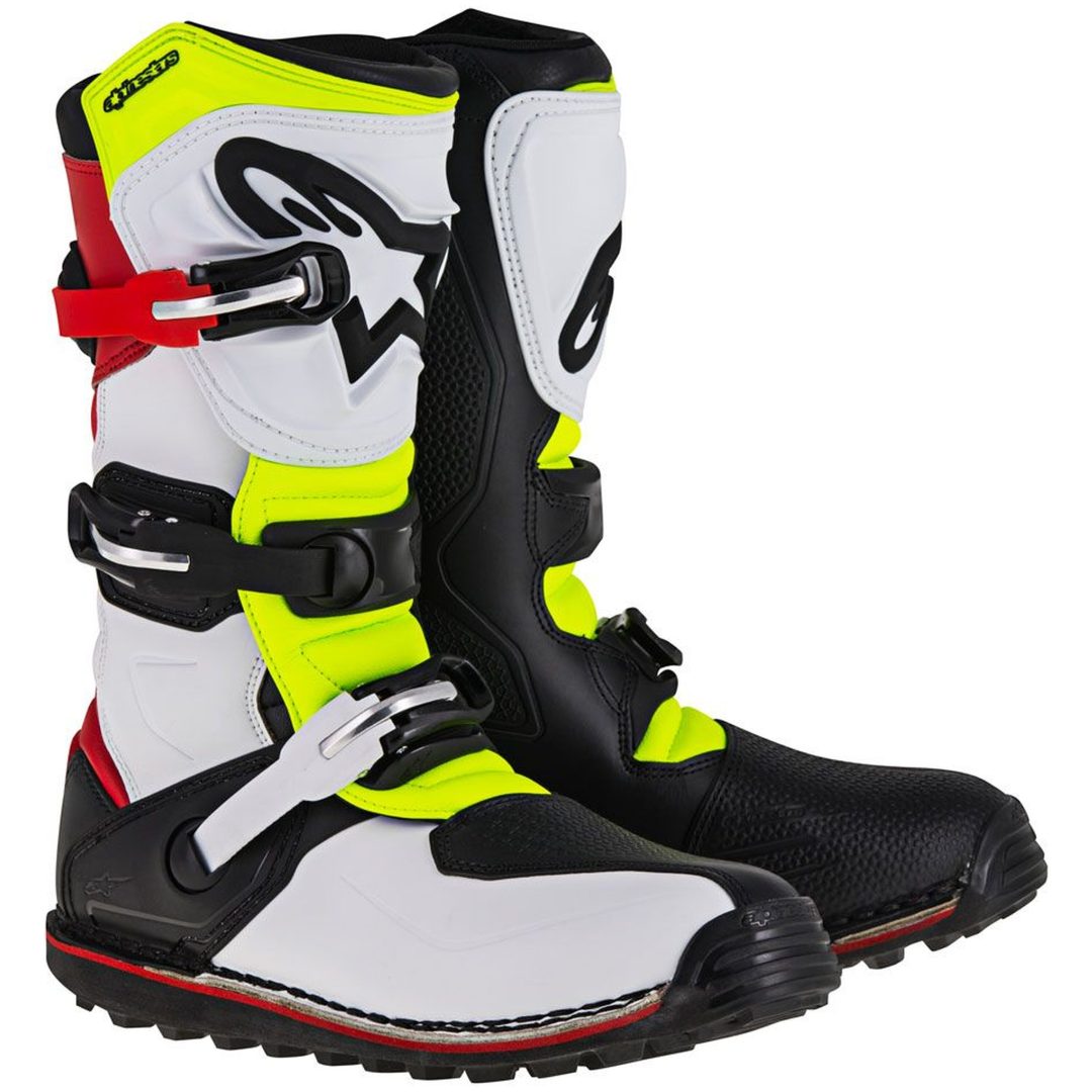 Crosstövlar Tech T Fluorescerande Vit/Röd/Gul/Svart Alpinestars 40.5