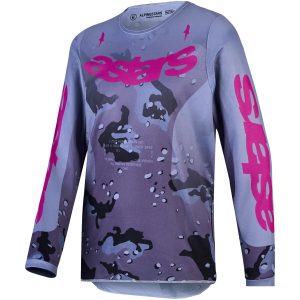 Crosströja Barn Fluid Lone Camo Grå Lila Alpinestars