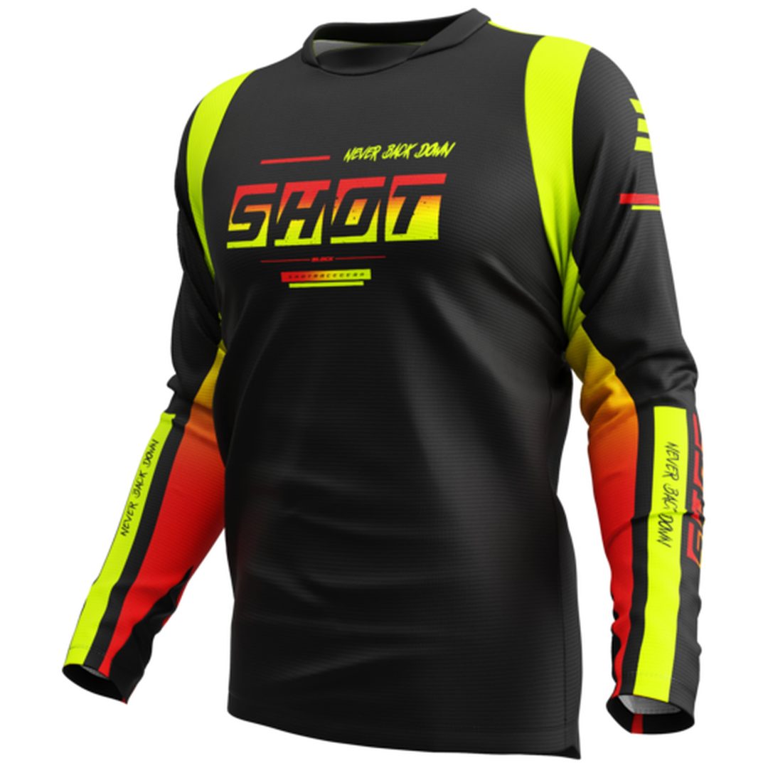 Crosströja Devo Block Neon Svart Gul Shot XL