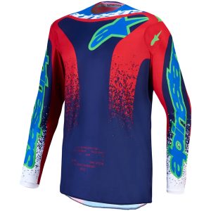 Crosströja Fluid Drag Blå Neongrön Marinblå Röd Vit Alpinestars