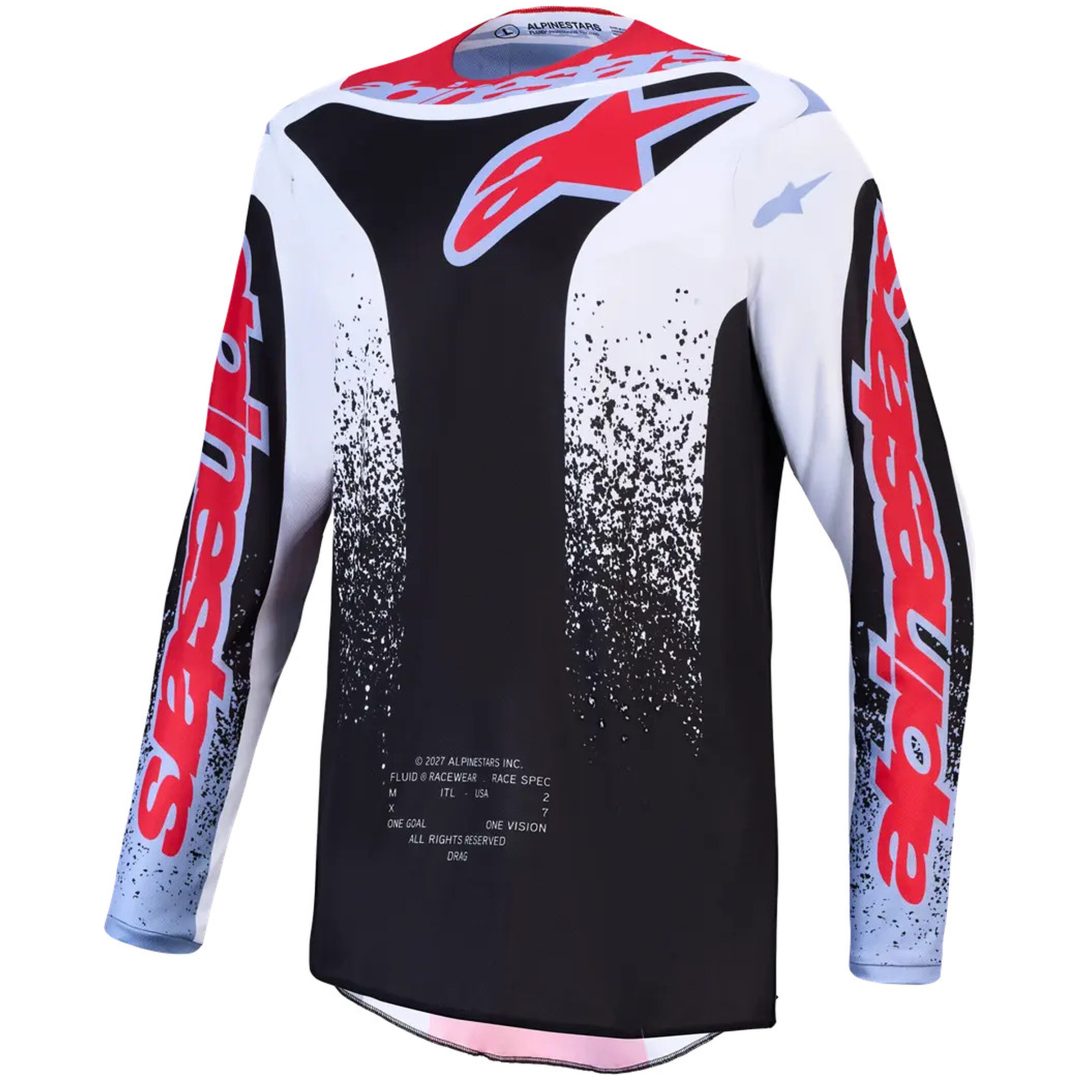 Crosströja Fluid Drag Svart Ljusblå Röd Vit Alpinestars s