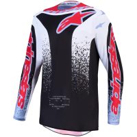 Crosströja Fluid Drag Svart Ljusblå Röd Vit Alpinestars