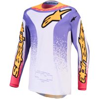 Crosströja Fluid Drag Vit Korall Guld Ljusblå Alpinestars