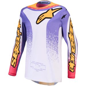 Crosströja Fluid Drag Vit Korall Guld Ljusblå Alpinestars