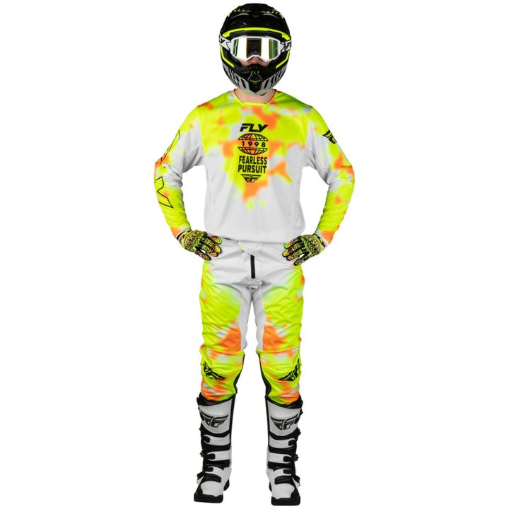 Crosströja Kinetic Blur Vit Neongul Orange FLY RACING M – bild 3