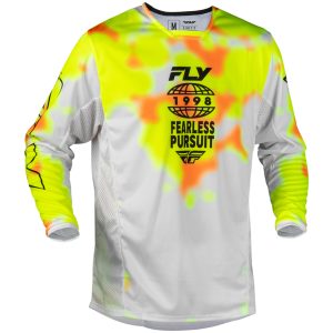 Crosströja Kinetic Blur Vit Neongul Orange FLY RACING
