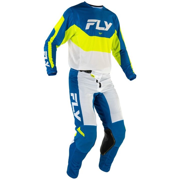 Crosströja Kinetic Mesh Blå Neongul Vit FLY RACING s – bild 3