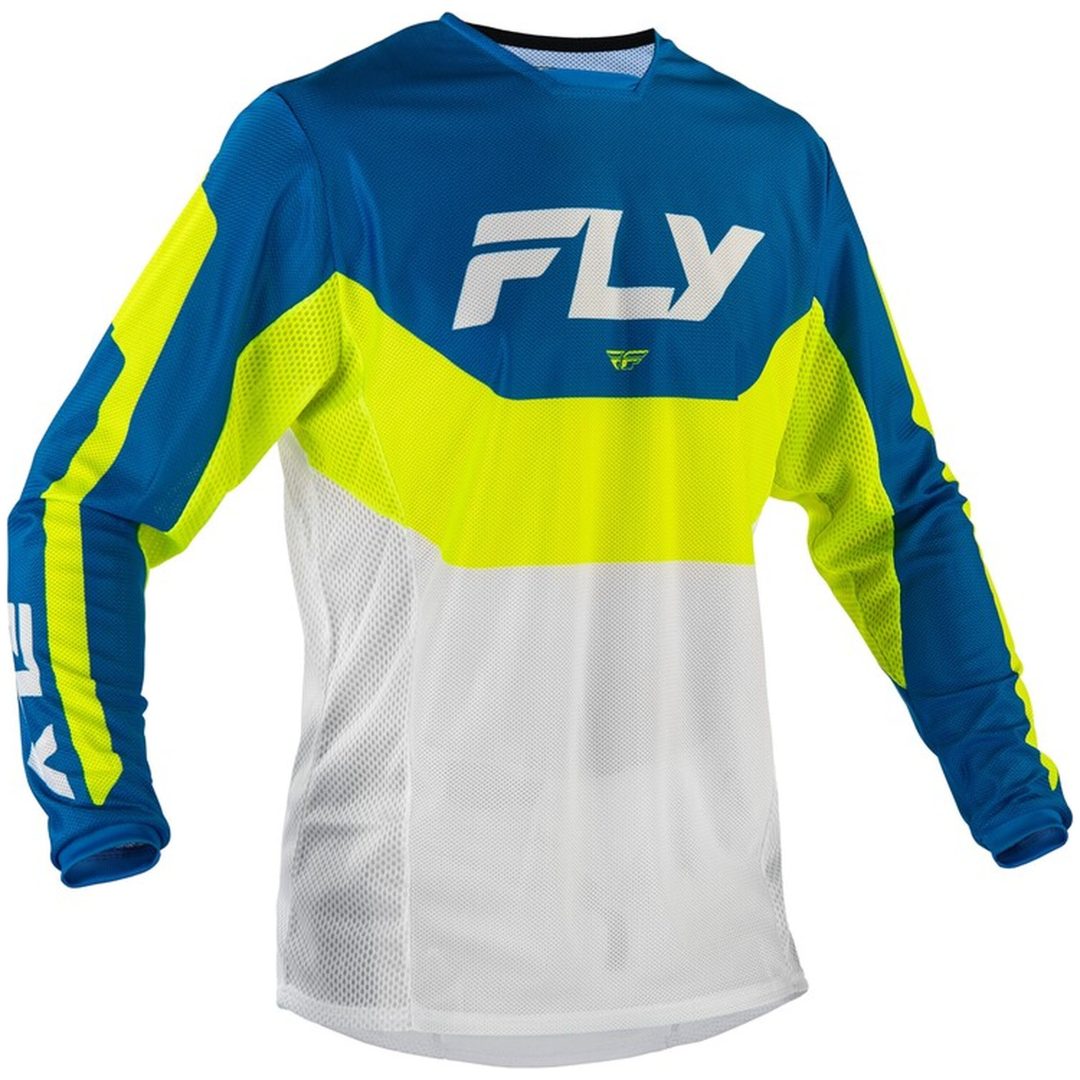 Crosströja Kinetic Mesh Blå Neongul Vit FLY RACING s