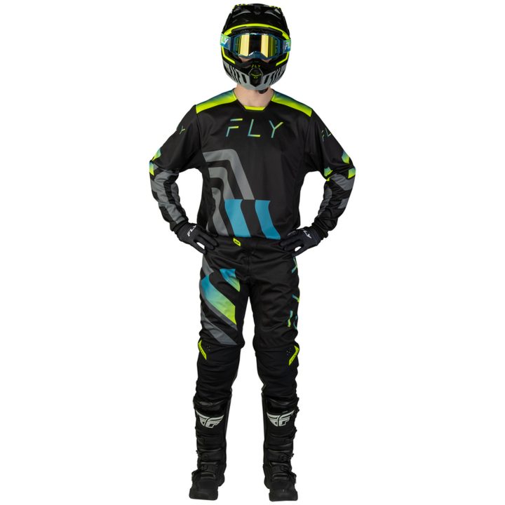 Crosströja Kinetic Volt Svart Blå Grå FLY RACING s – bild 3
