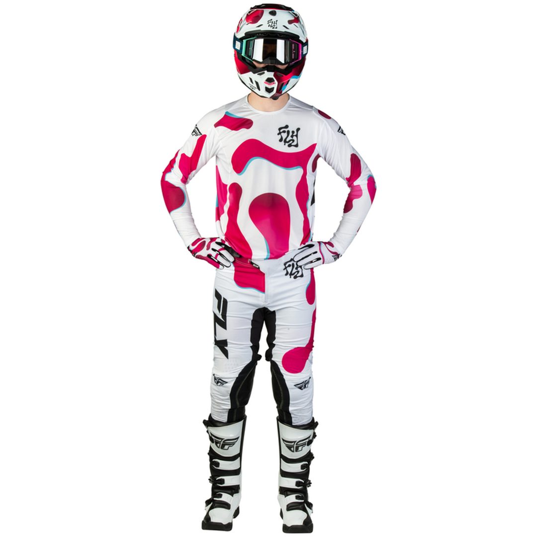 Crosströja Lite Vibe Vit Rosa Blå FLY RACING s – bild 3