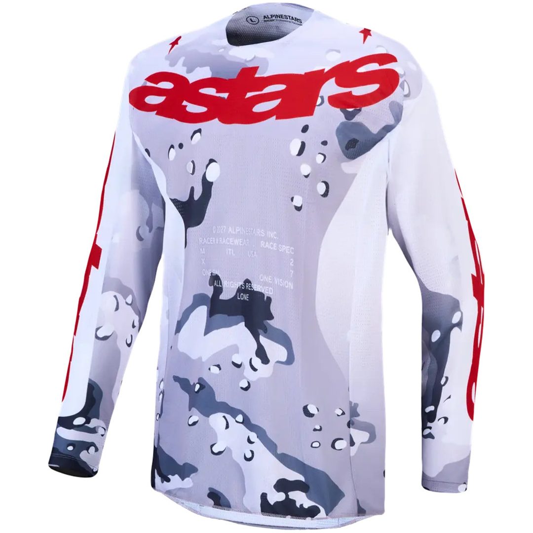 Crosströja Racer Air Lone Grå Camo Röd Vit Alpinestars s