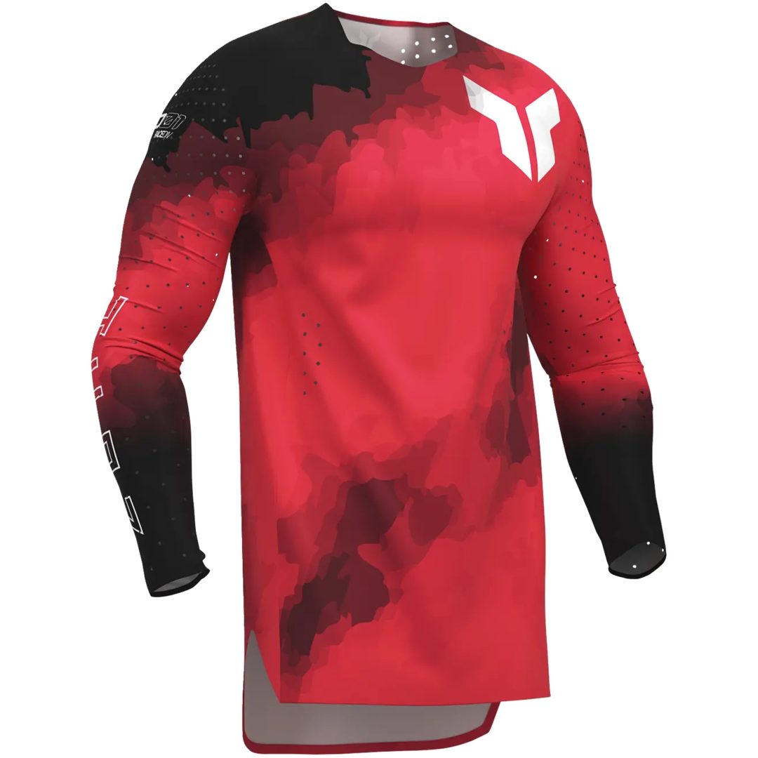 Crosströja Sportmode Carbon Svart/röd THOR s
