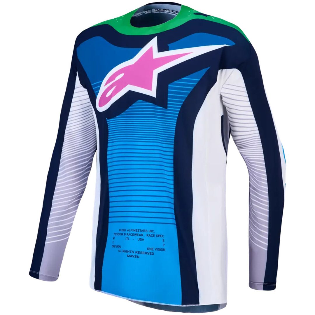 Crosströja Techstar Maven Blå Grön Vit Alpinestars s