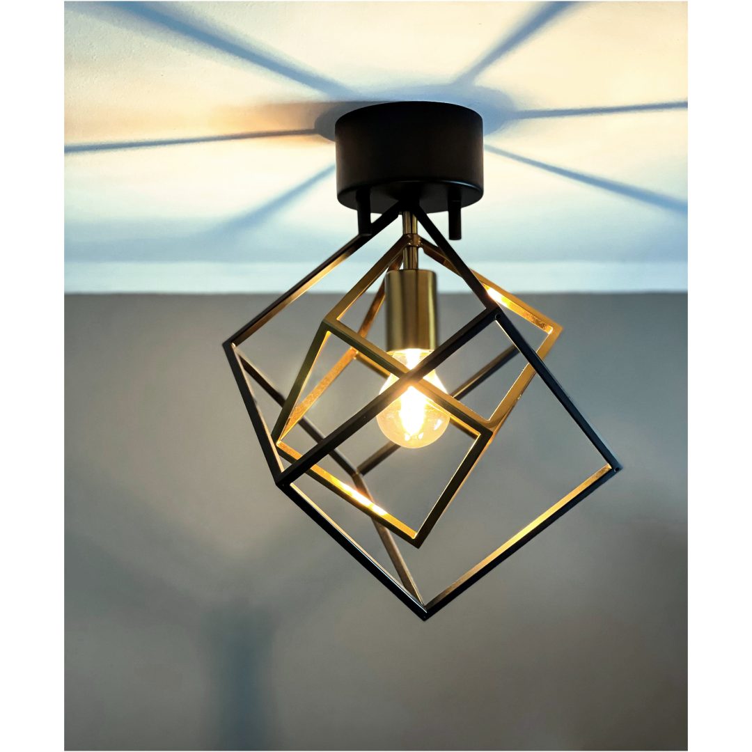 Cubes Plafond, Svart/matt Mässing ANETA HOME Sockel E27 – bild 2