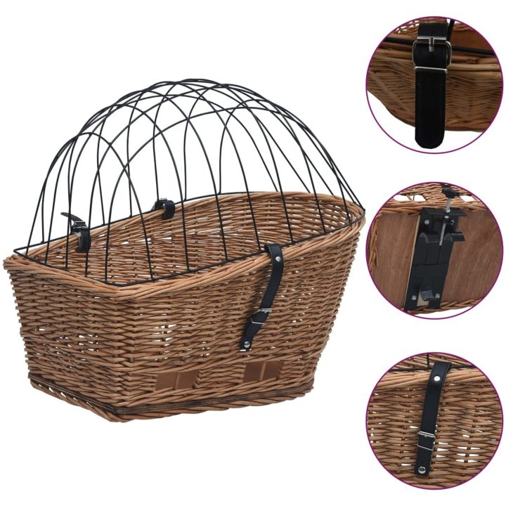 Cykelkorg för pakethållaren med dyna 55x31x36 cm naturlig pil vidaXL – bild 2