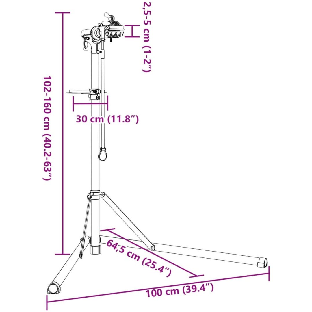 Cykelmonteringsställ hopfällbart 102-160 cm aluminium vidaXL – bild 12