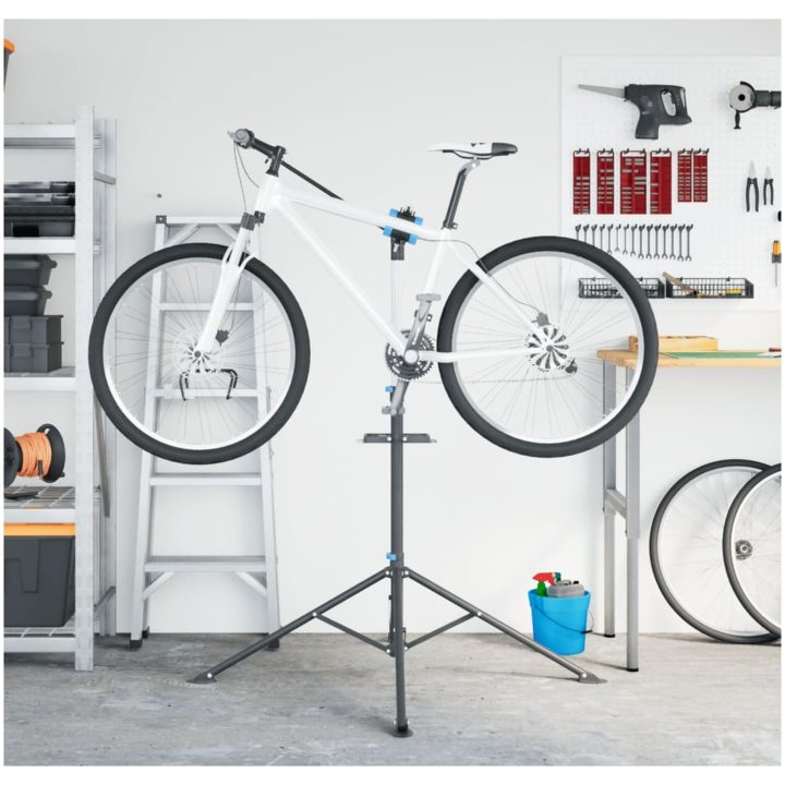 Cykelmonteringsställ hopfällbart 108-188 cm blå stål vidaXL – bild 3
