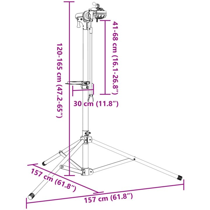 Cykelmonteringsställ hopfällbart 120-165 cm aluminium vidaXL – bild 12