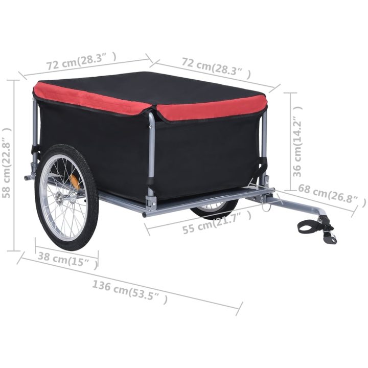 Cykelsläp svart och röd 65 kg vidaXL – bild 8
