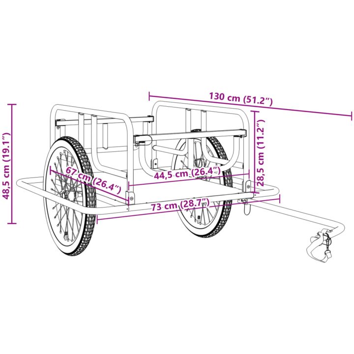 Cykelvagn 130x73x48,5 cm stål svart vidaXL – bild 12