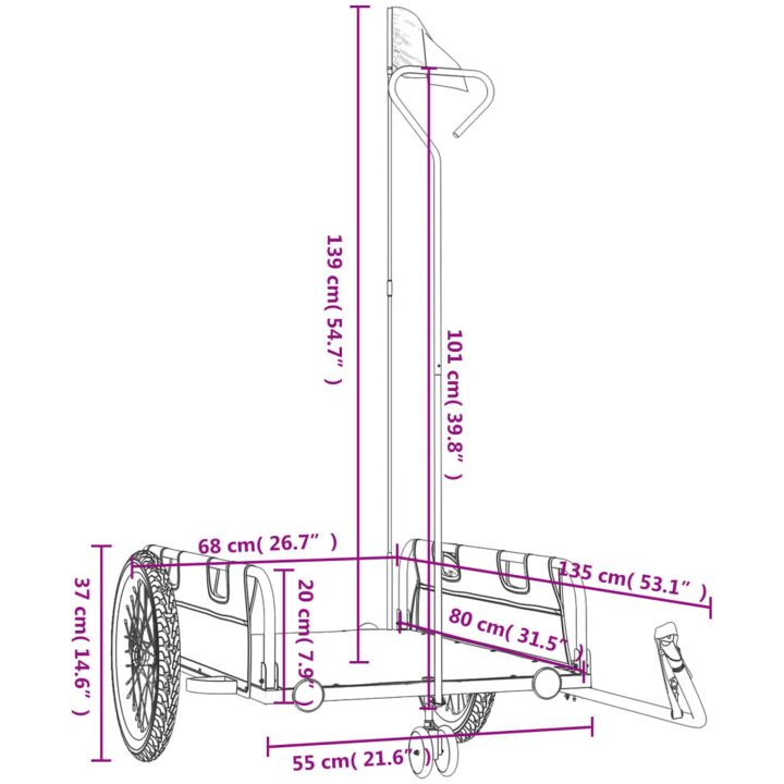 Cykelvagn blå och svart oxfordtyg och järn vidaXL 135 x 68 x 37 cm – bild 11