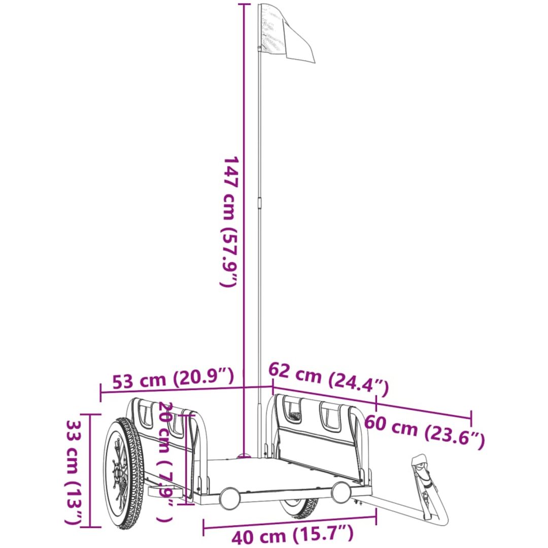 Cykelvagn blå oxfordtyg och järn vidaXL 122 x 53 x 33 cm – bild 11