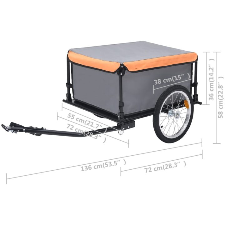 Cykelvagn grå och orange 65 kg vidaXL – bild 6