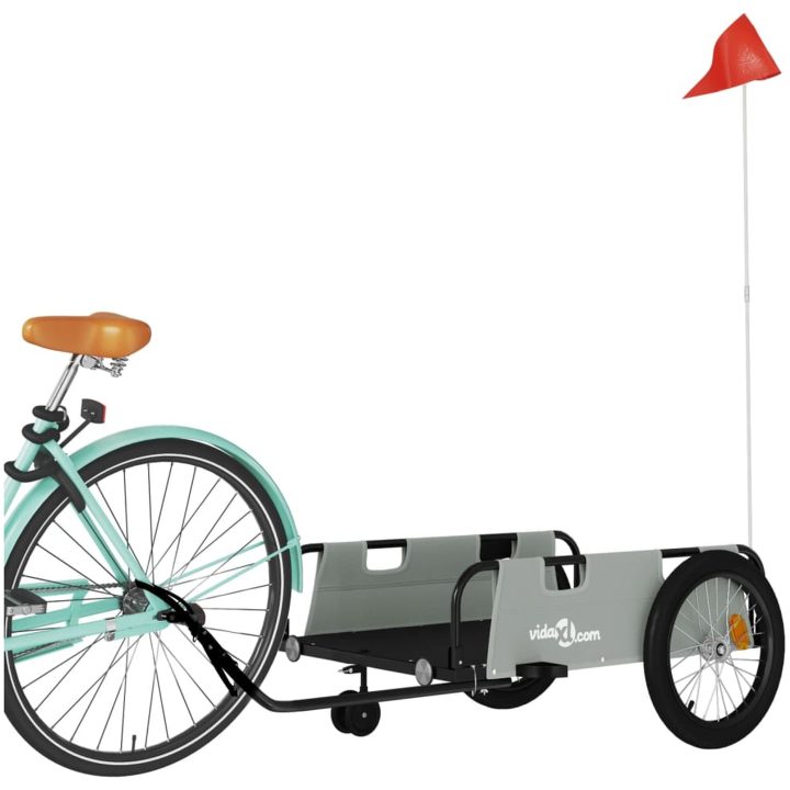 Cykelvagn grå och svart oxfordtyg och järn vidaXL 135 x 68 x 37 cm – bild 3