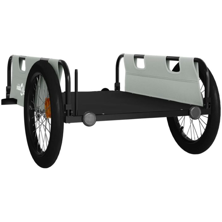 Cykelvagn grå och svart oxfordtyg och järn vidaXL 135 x 68 x 37 cm – bild 7
