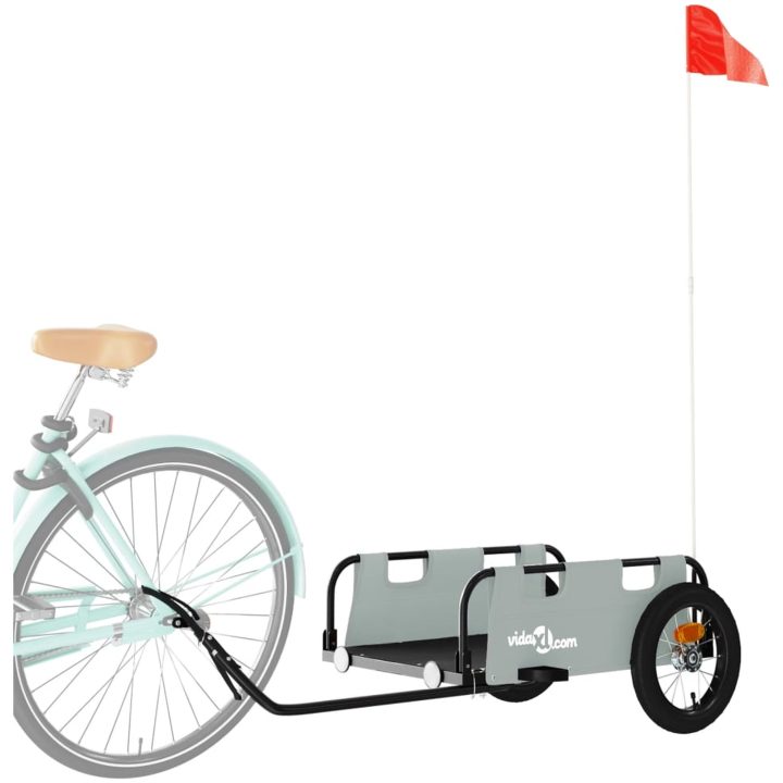Cykelvagn grå oxfordtyg och järn vidaXL 122 x 53 x 33 cm – bild 3