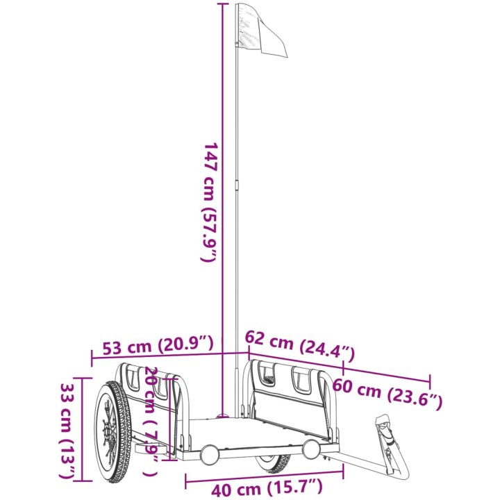 Cykelvagn grön oxfordtyg och järn vidaXL 122 x 53 x 33 cm – bild 11