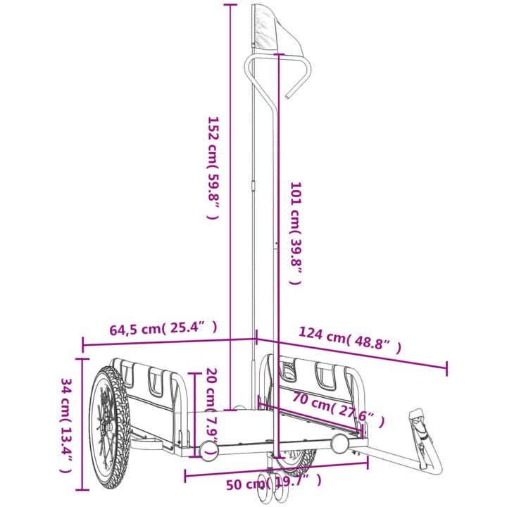 Cykelvagn gul oxfordtyg och järn vidaXL 124 x 64.5 x 36 cm – bild 11