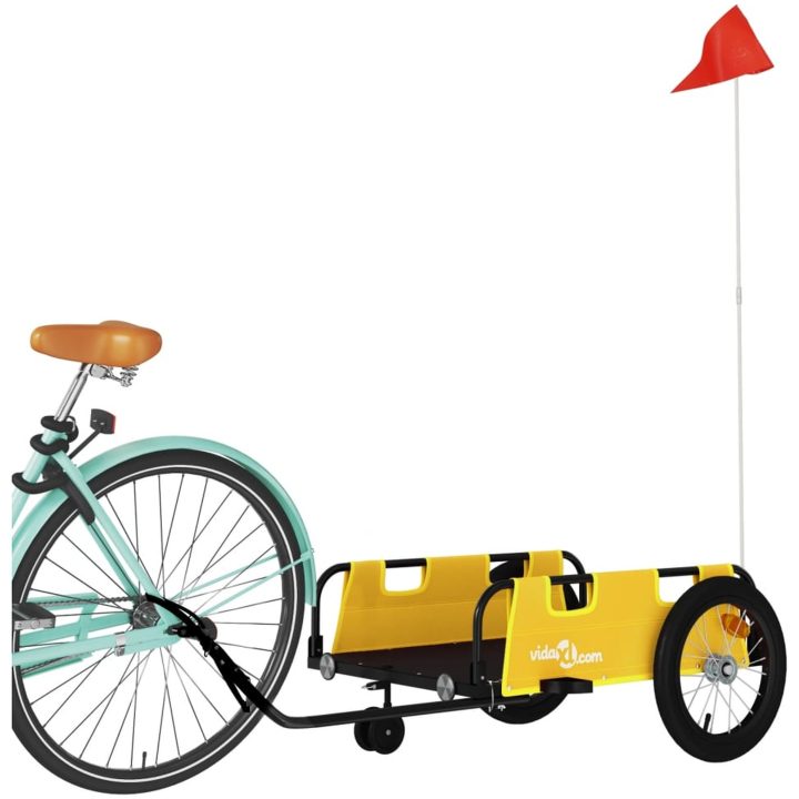 Cykelvagn gul oxfordtyg och järn vidaXL 124 x 64.5 x 36 cm – bild 3