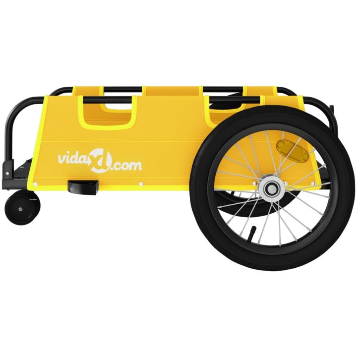 Cykelvagn gul oxfordtyg och järn vidaXL 124 x 64.5 x 36 cm – bild 6