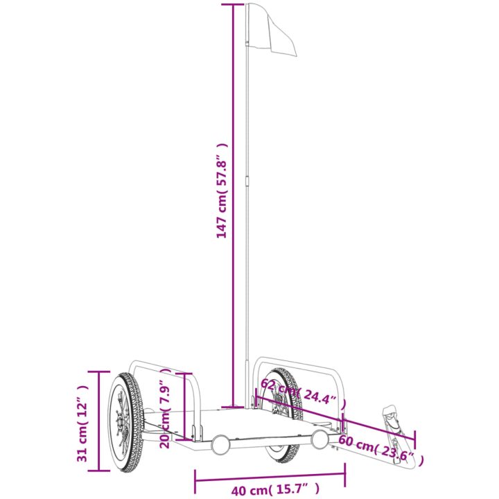 Cykelvagn svart järn vidaXL 122 x 53 x 31 cm – bild 10