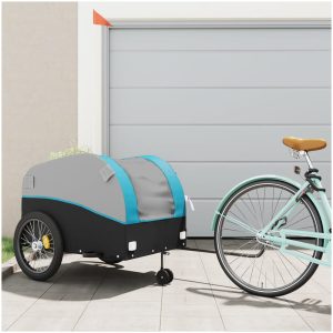 Cykelvagn svart och blå 45 kg järn vidaXL