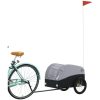 Cykelvagn svart och grå 30 kg järn vidaXL 123 x 52 x 53 cm – miniatyr 3