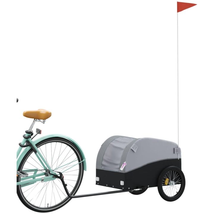 Cykelvagn svart och grå 30 kg järn vidaXL 123 x 52 x 53 cm – bild 3