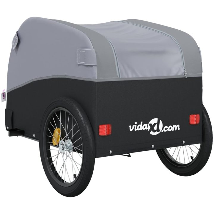 Cykelvagn svart och grå 30 kg järn vidaXL 123 x 52 x 53 cm – bild 8