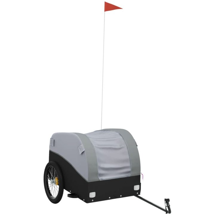 Cykelvagn svart och grå 45 kg järn vidaXL 126 x 63 x 63 cm – bild 2