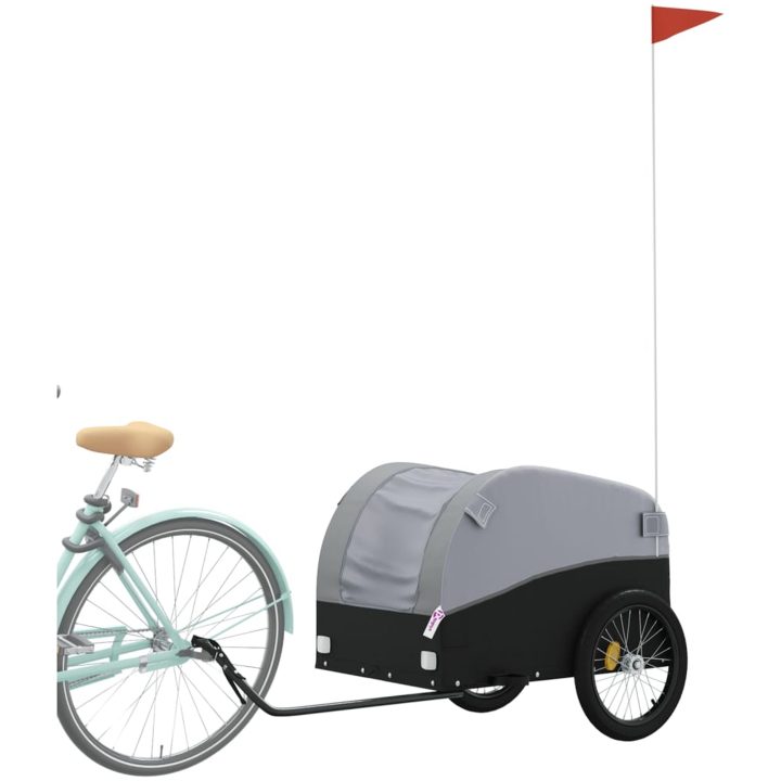 Cykelvagn svart och grå 45 kg järn vidaXL 126 x 63 x 63 cm – bild 3