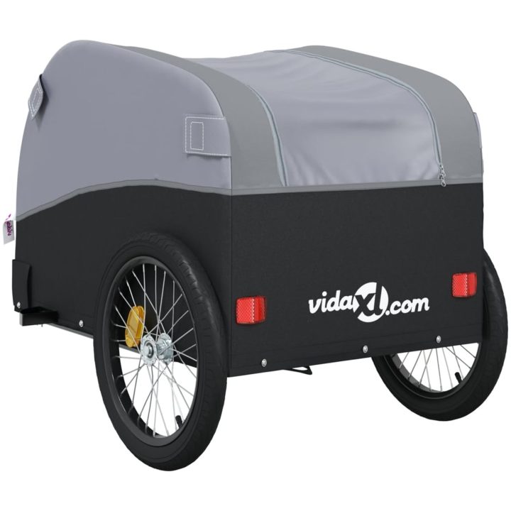 Cykelvagn svart och grå 45 kg järn vidaXL 126 x 63 x 63 cm – bild 8