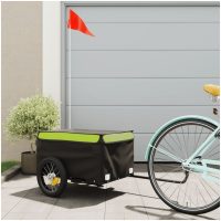 Cykelvagn svart och grön 30 kg järn vidaXL