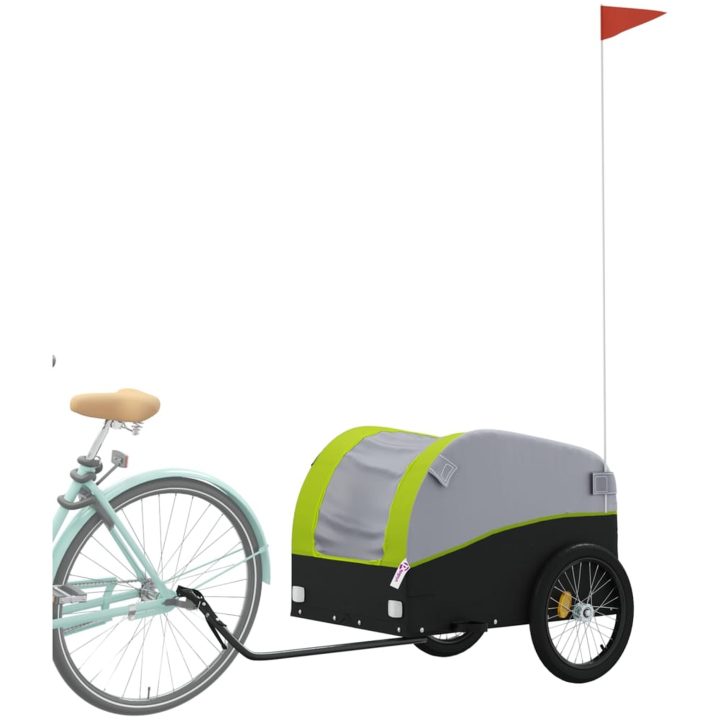 Cykelvagn svart och grön 45 kg järn vidaXL 126 x 63 x 63 cm – bild 3