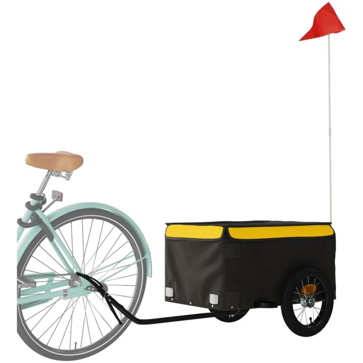 Cykelvagn svart och gul 30 kg järn vidaXL 120 x 54 x 44 cm – bild 3